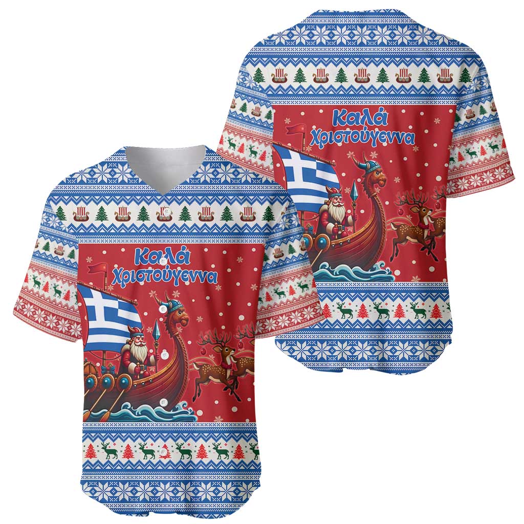 Greece Viking Santa Christmas Baseball Jersey Funny Reindeer Norse Xmas - Wonder Print Shop