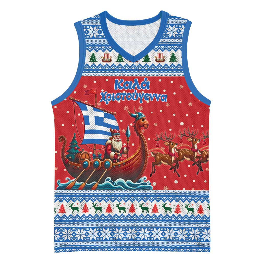 Greece Viking Santa Christmas Basketball Jersey Funny Reindeer Norse Xmas - Wonder Print Shop