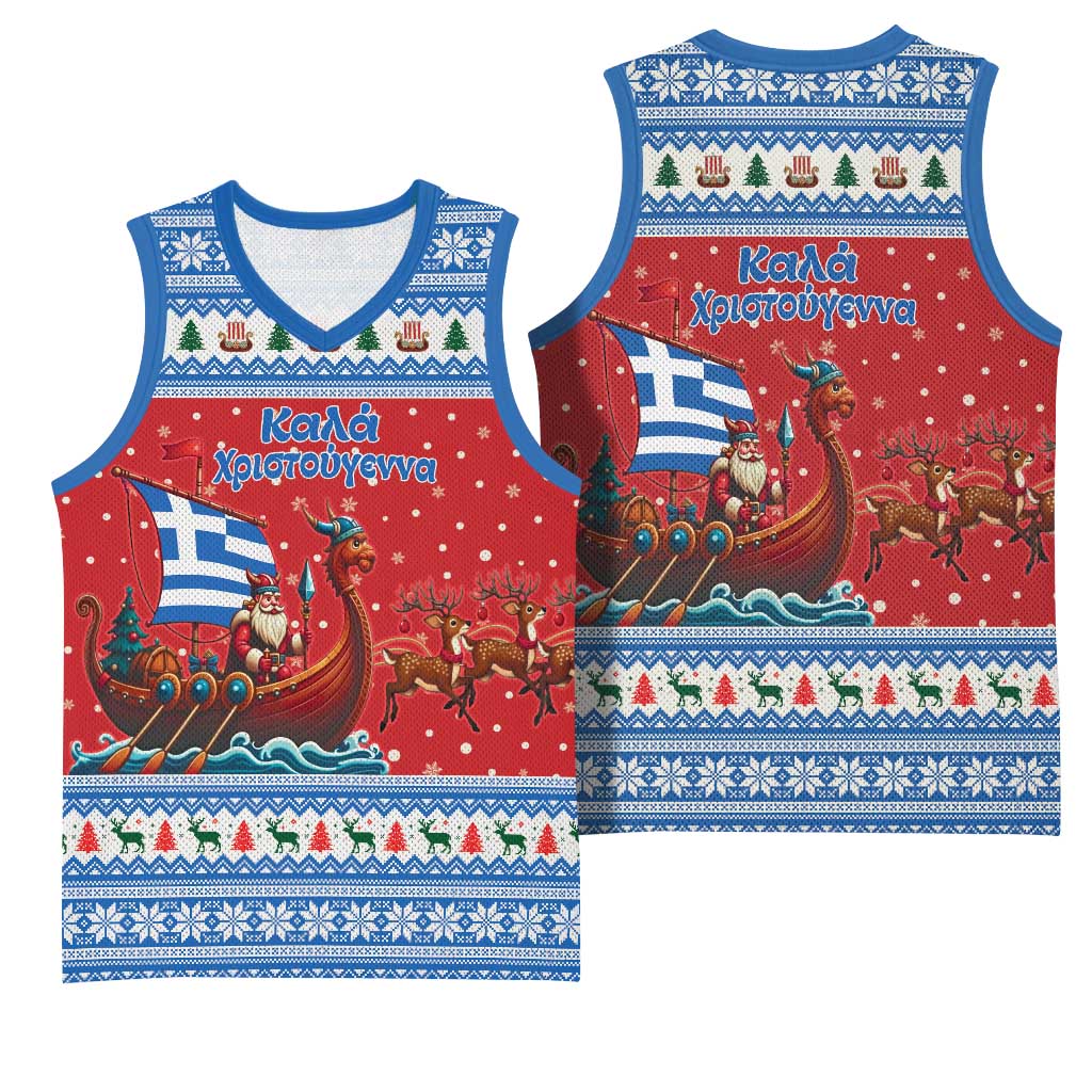 Greece Viking Santa Christmas Basketball Jersey Funny Reindeer Norse Xmas - Wonder Print Shop