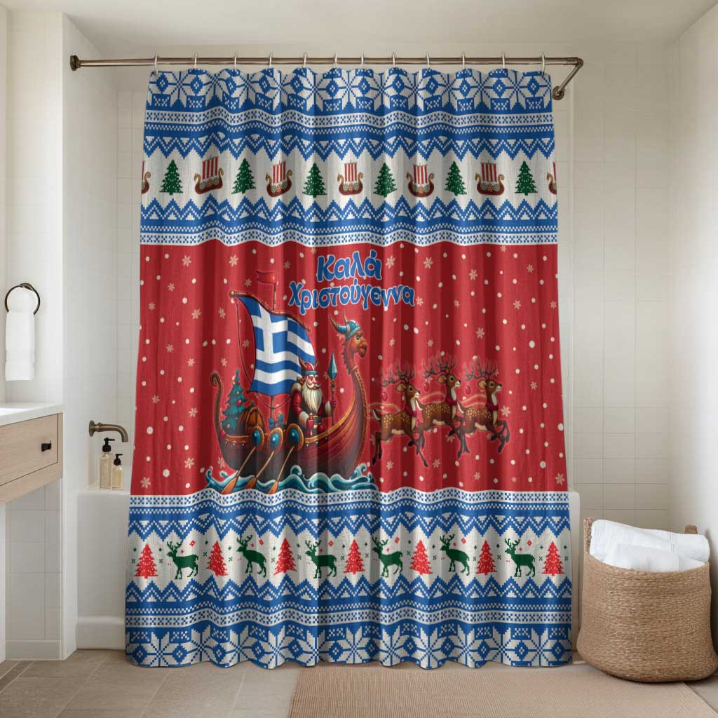 Greece Viking Santa Christmas Bathroom Set Funny Reindeer Norse Xmas - Wonder Print Shop