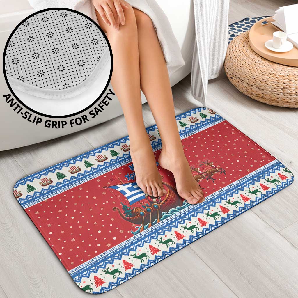 Greece Viking Santa Christmas Bathroom Set Funny Reindeer Norse Xmas - Wonder Print Shop