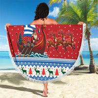 Greece Viking Santa Christmas Beach Blanket Funny Reindeer Norse Xmas - Wonder Print Shop
