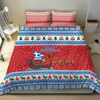 Greece Viking Santa Christmas Bedding Set Funny Reindeer Norse Xmas - Wonder Print Shop