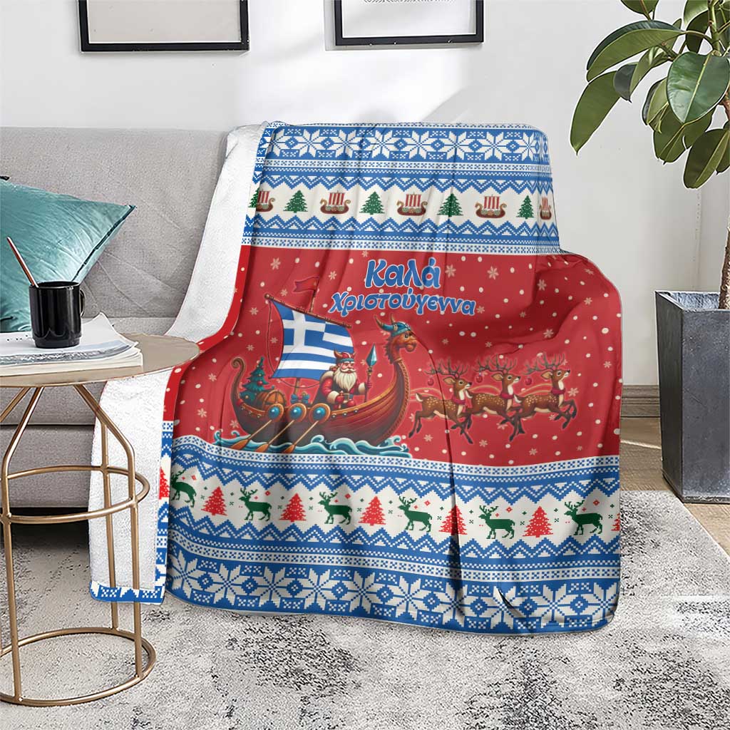 Greece Viking Santa Christmas Blanket Funny Reindeer Norse Xmas - Wonder Print Shop