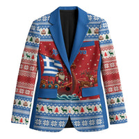 Greece Viking Santa Christmas Blazer Funny Reindeer Norse Xmas - Wonder Print Shop