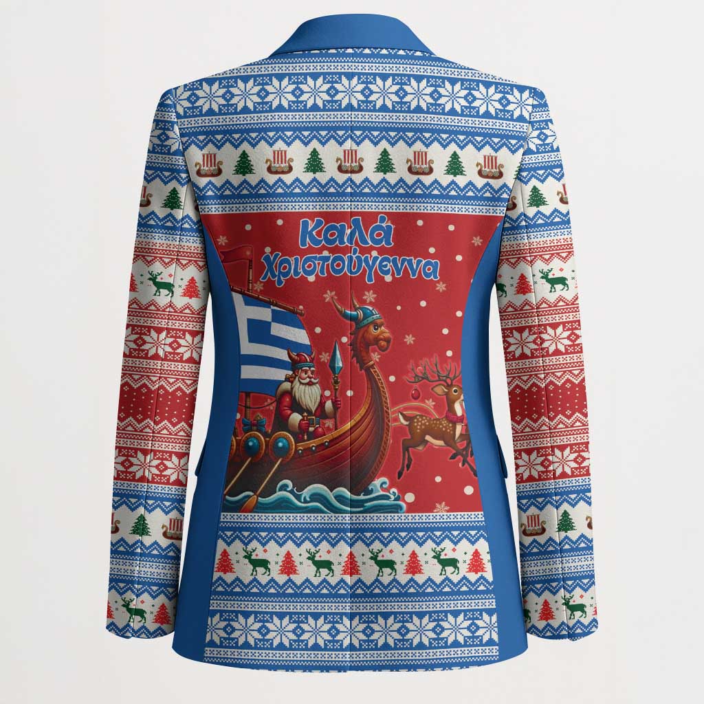 Greece Viking Santa Christmas Blazer Funny Reindeer Norse Xmas - Wonder Print Shop
