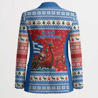 Greece Viking Santa Christmas Blazer Funny Reindeer Norse Xmas - Wonder Print Shop
