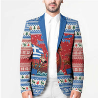 Greece Viking Santa Christmas Blazer Funny Reindeer Norse Xmas - Wonder Print Shop