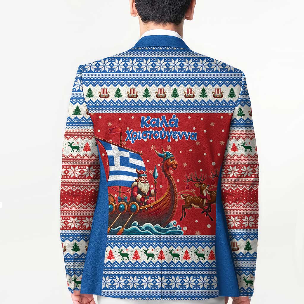 Greece Viking Santa Christmas Blazer Funny Reindeer Norse Xmas - Wonder Print Shop
