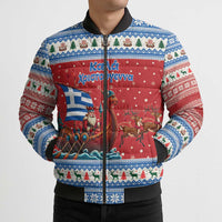 Greece Viking Santa Christmas Bomber Puffer Jacket Funny Reindeer Norse Xmas - Wonder Print Shop