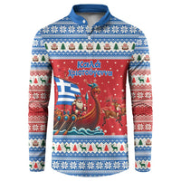 Greece Viking Santa Christmas Button Sweatshirt Funny Reindeer Norse Xmas - Wonder Print Shop