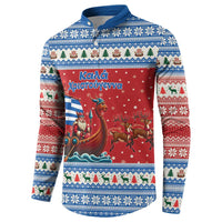 Greece Viking Santa Christmas Button Sweatshirt Funny Reindeer Norse Xmas - Wonder Print Shop