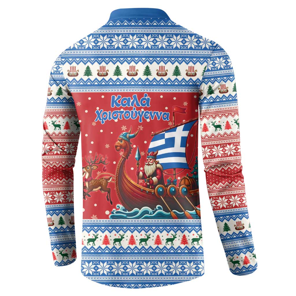 Greece Viking Santa Christmas Button Sweatshirt Funny Reindeer Norse Xmas - Wonder Print Shop