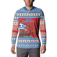Greece Viking Santa Christmas Button Sweatshirt Funny Reindeer Norse Xmas - Wonder Print Shop