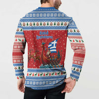 Greece Viking Santa Christmas Button Sweatshirt Funny Reindeer Norse Xmas - Wonder Print Shop