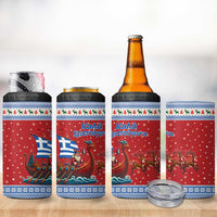 Greece Viking Santa Christmas 4 in 1 Can Cooler Tumbler Funny Reindeer Norse Xmas - Wonder Print Shop