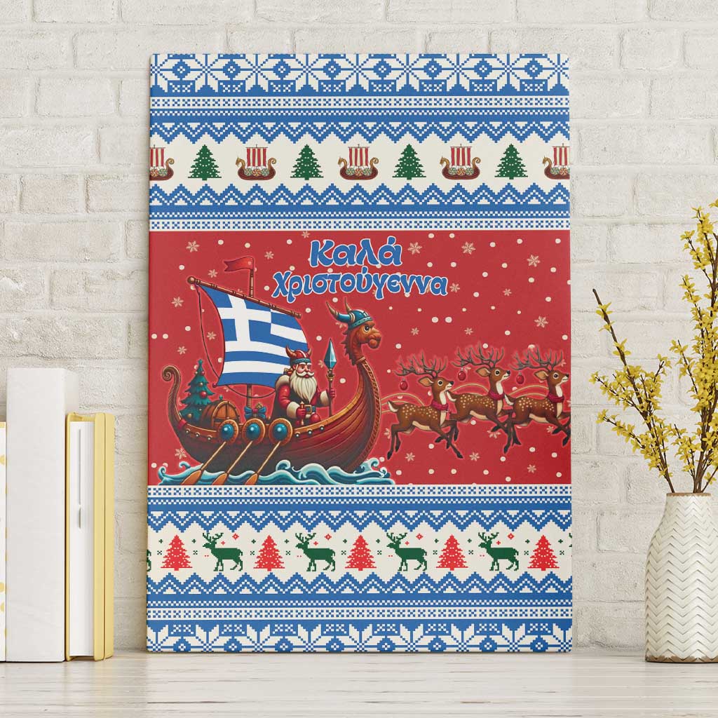 Greece Viking Santa Christmas Canvas Wall Art Funny Reindeer Norse Xmas - Wonder Print Shop