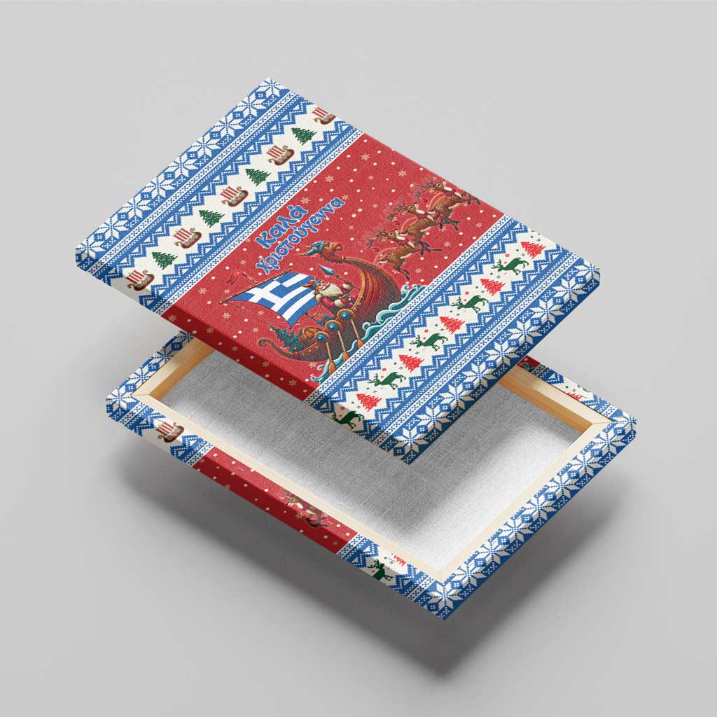 Greece Viking Santa Christmas Canvas Wall Art Funny Reindeer Norse Xmas - Wonder Print Shop