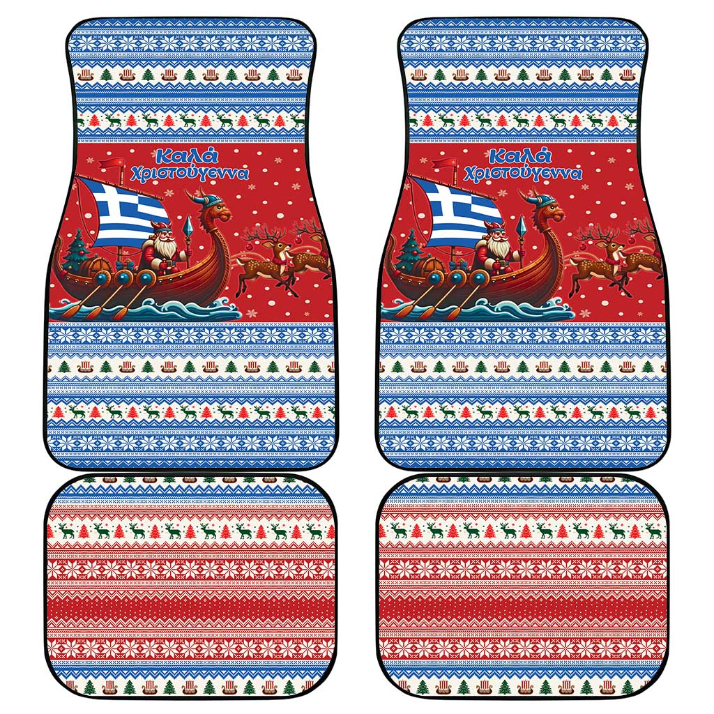 Greece Viking Santa Christmas Car Mats Funny Reindeer Norse Xmas - Wonder Print Shop