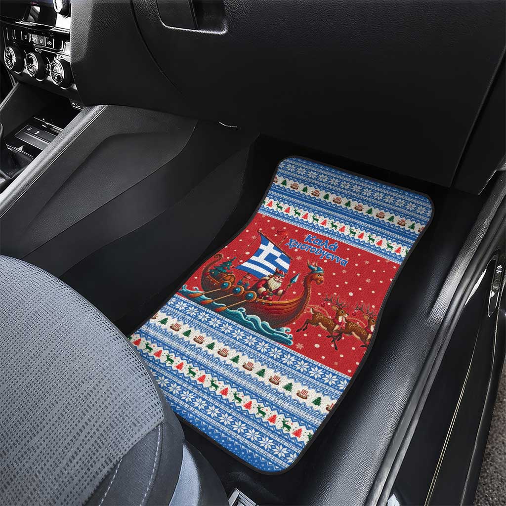 Greece Viking Santa Christmas Car Mats Funny Reindeer Norse Xmas - Wonder Print Shop
