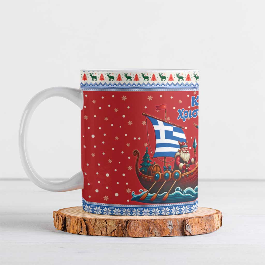 Greece Viking Santa Christmas Ceramic Mug Funny Reindeer Norse Xmas - Wonder Print Shop