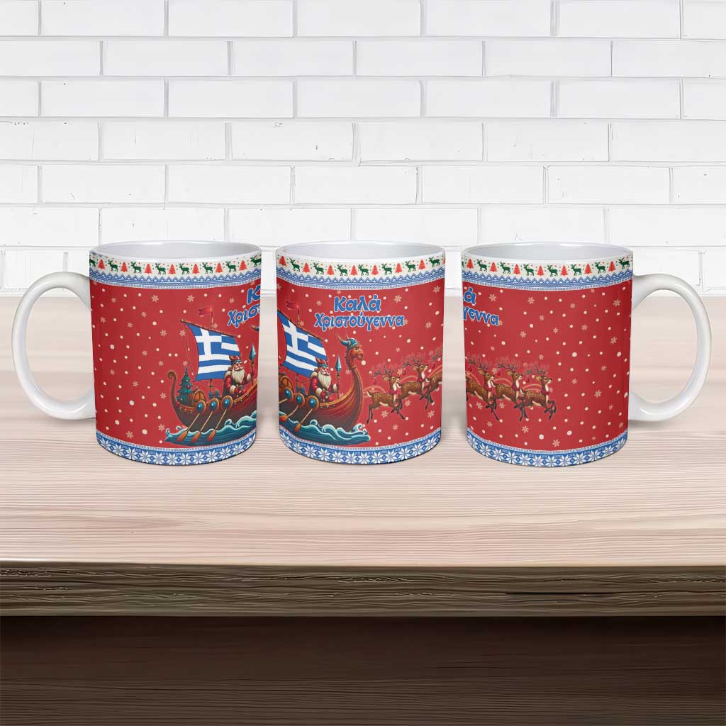 Greece Viking Santa Christmas Ceramic Mug Funny Reindeer Norse Xmas - Wonder Print Shop