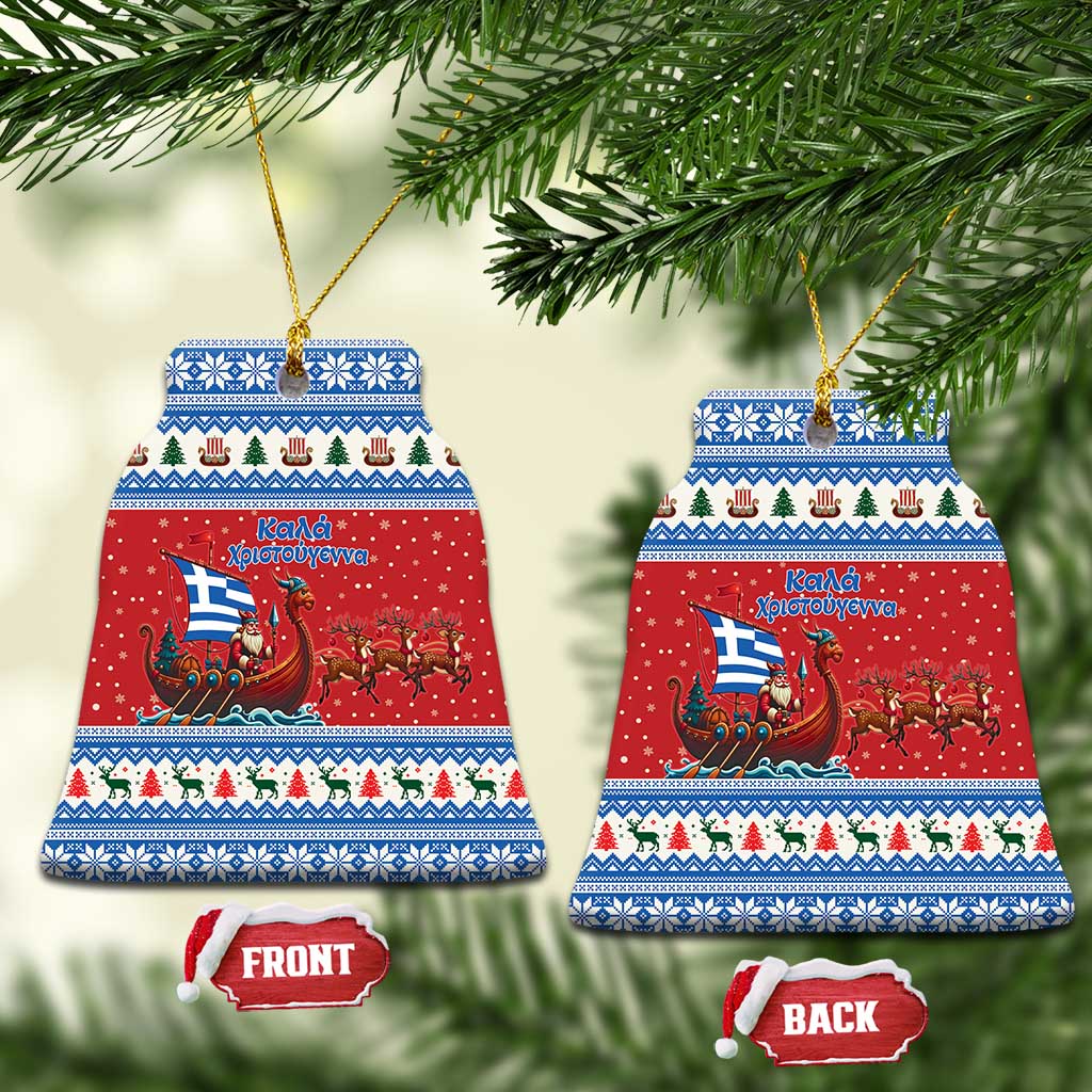 Greece Viking Santa Christmas Ceramic Ornament Funny Reindeer Norse Xmas - Wonder Print Shop