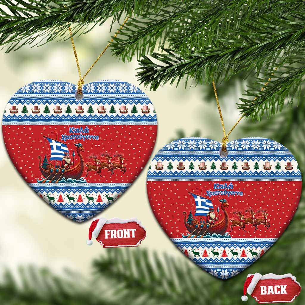 Greece Viking Santa Christmas Ceramic Ornament Funny Reindeer Norse Xmas - Wonder Print Shop