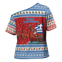 Greece Viking Santa Christmas Cross Shoulder Shirt Funny Reindeer Norse Xmas - Wonder Print Shop