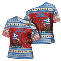 Greece Viking Santa Christmas Cross Shoulder Shirt Funny Reindeer Norse Xmas - Wonder Print Shop