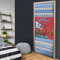 Greece Viking Santa Christmas Door Cover Funny Reindeer Norse Xmas - Wonder Print Shop