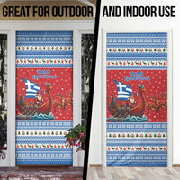 Greece Viking Santa Christmas Door Cover Funny Reindeer Norse Xmas - Wonder Print Shop