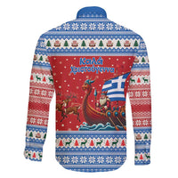 Greece Viking Santa Christmas Family Matching Long Sleeve Bodycon Dress and Hawaiian Shirt Funny Reindeer Norse Xmas - Wonder Print Shop