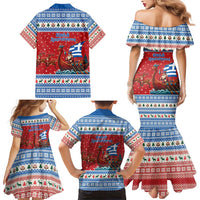 Greece Viking Santa Christmas Family Matching Mermaid Dress and Hawaiian Shirt Funny Reindeer Norse Xmas - Wonder Print Shop