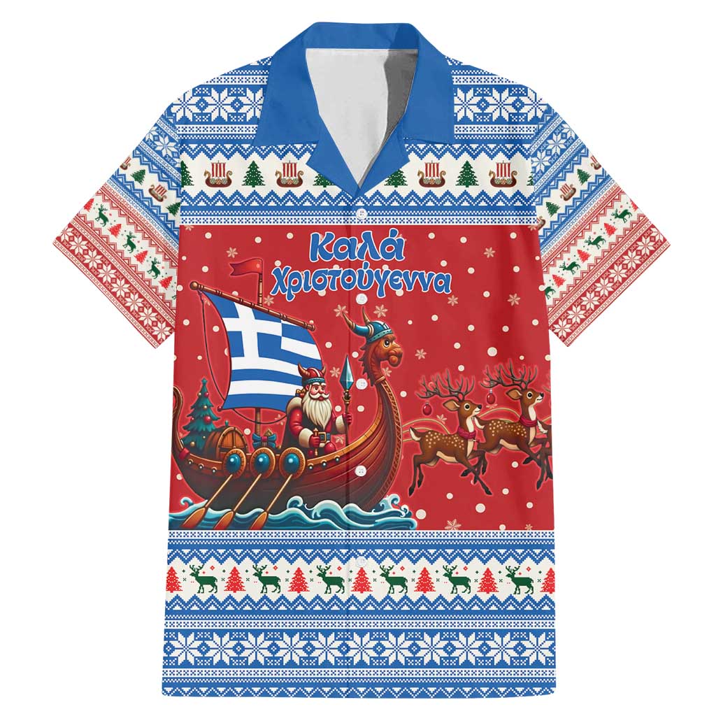 Greece Viking Santa Christmas Family Matching Mermaid Dress and Hawaiian Shirt Funny Reindeer Norse Xmas - Wonder Print Shop