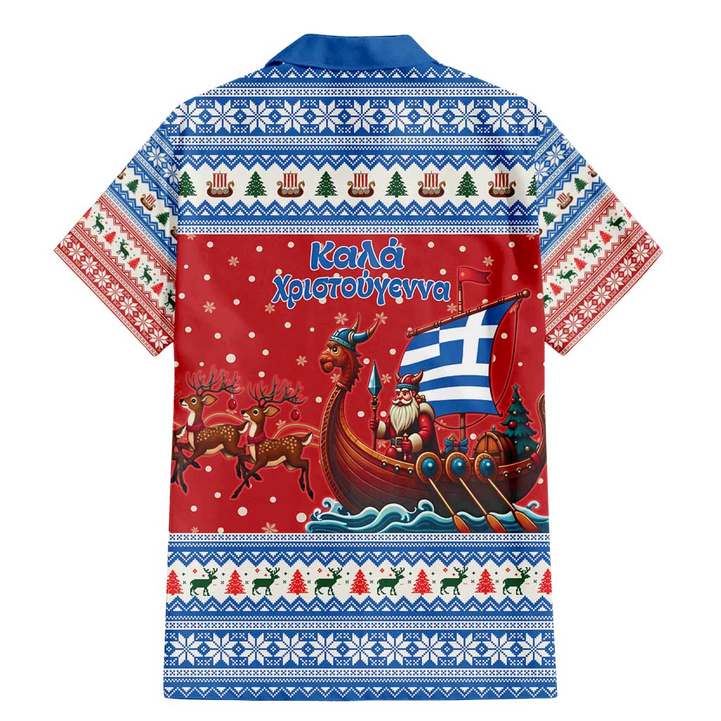 Greece Viking Santa Christmas Family Matching Mermaid Dress and Hawaiian Shirt Funny Reindeer Norse Xmas - Wonder Print Shop