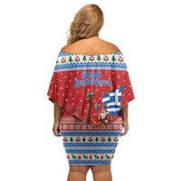 Greece Viking Santa Christmas Family Matching Off Shoulder Short Dress and Hawaiian Shirt Funny Reindeer Norse Xmas - Wonder Print Shop
