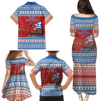Greece Viking Santa Christmas Family Matching Puletasi and Hawaiian Shirt Funny Reindeer Norse Xmas - Wonder Print Shop