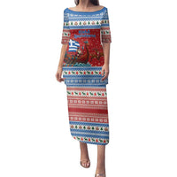 Greece Viking Santa Christmas Family Matching Puletasi and Hawaiian Shirt Funny Reindeer Norse Xmas - Wonder Print Shop