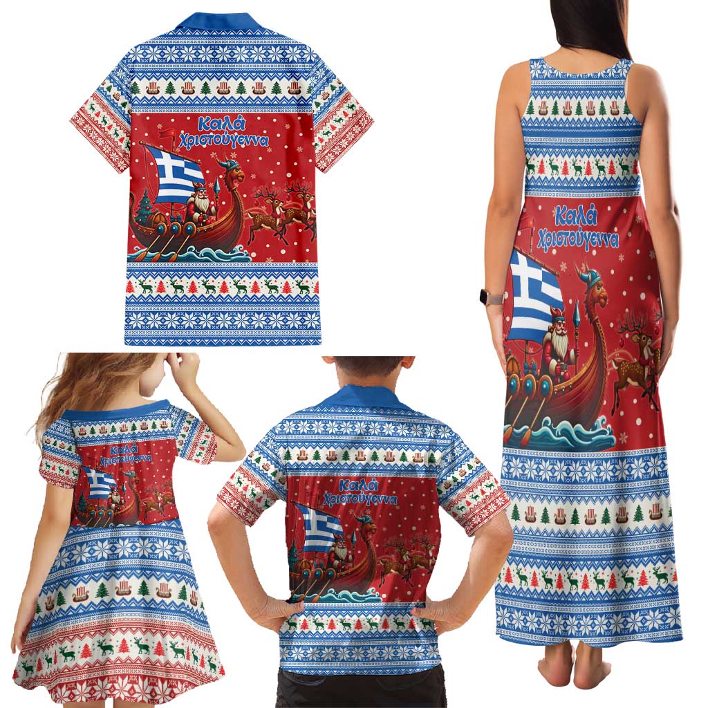 Greece Viking Santa Christmas Family Matching Tank Maxi Dress and Hawaiian Shirt Funny Reindeer Norse Xmas - Wonder Print Shop