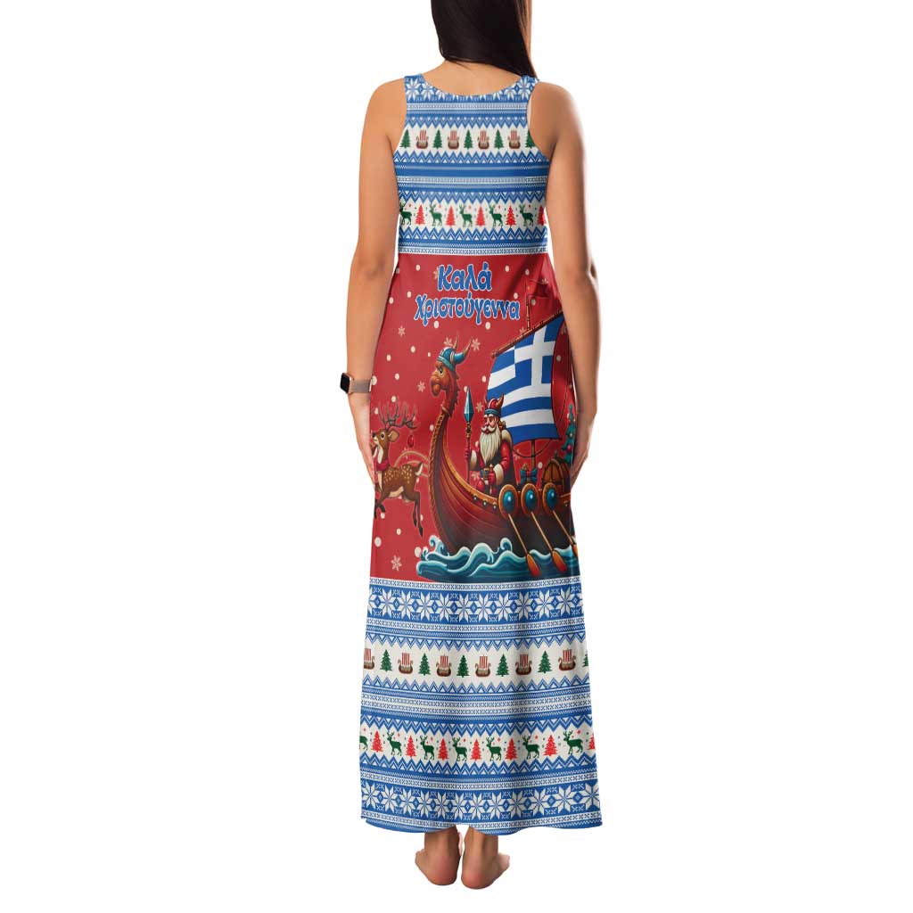 Greece Viking Santa Christmas Family Matching Tank Maxi Dress and Hawaiian Shirt Funny Reindeer Norse Xmas - Wonder Print Shop