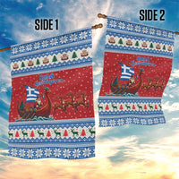 Greece Viking Santa Christmas Garden Flag Funny Reindeer Norse Xmas - Wonder Print Shop