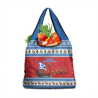 Greece Viking Santa Christmas Grocery Bag Funny Reindeer Norse Xmas - Wonder Print Shop