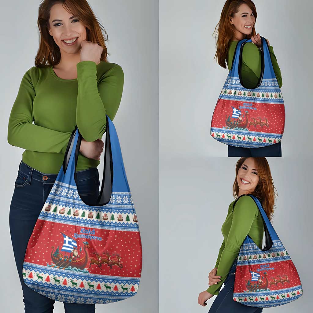 Greece Viking Santa Christmas Grocery Bag Funny Reindeer Norse Xmas - Wonder Print Shop