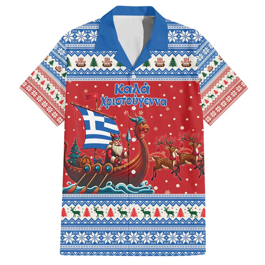Greece Viking Santa Christmas Hawaiian Shirt Funny Reindeer Norse Xmas - Wonder Print Shop