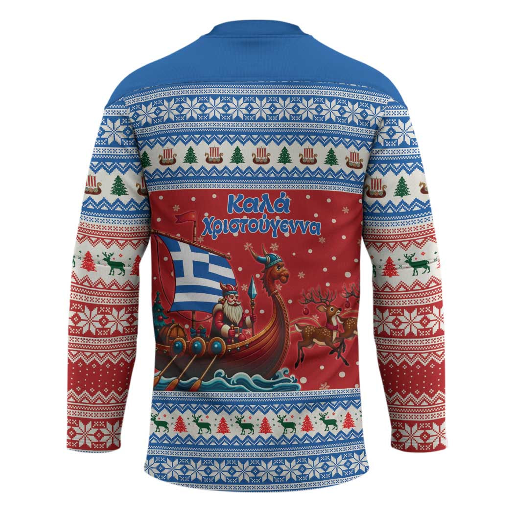 Greece Viking Santa Christmas Hockey Jersey Funny Reindeer Norse Xmas - Wonder Print Shop