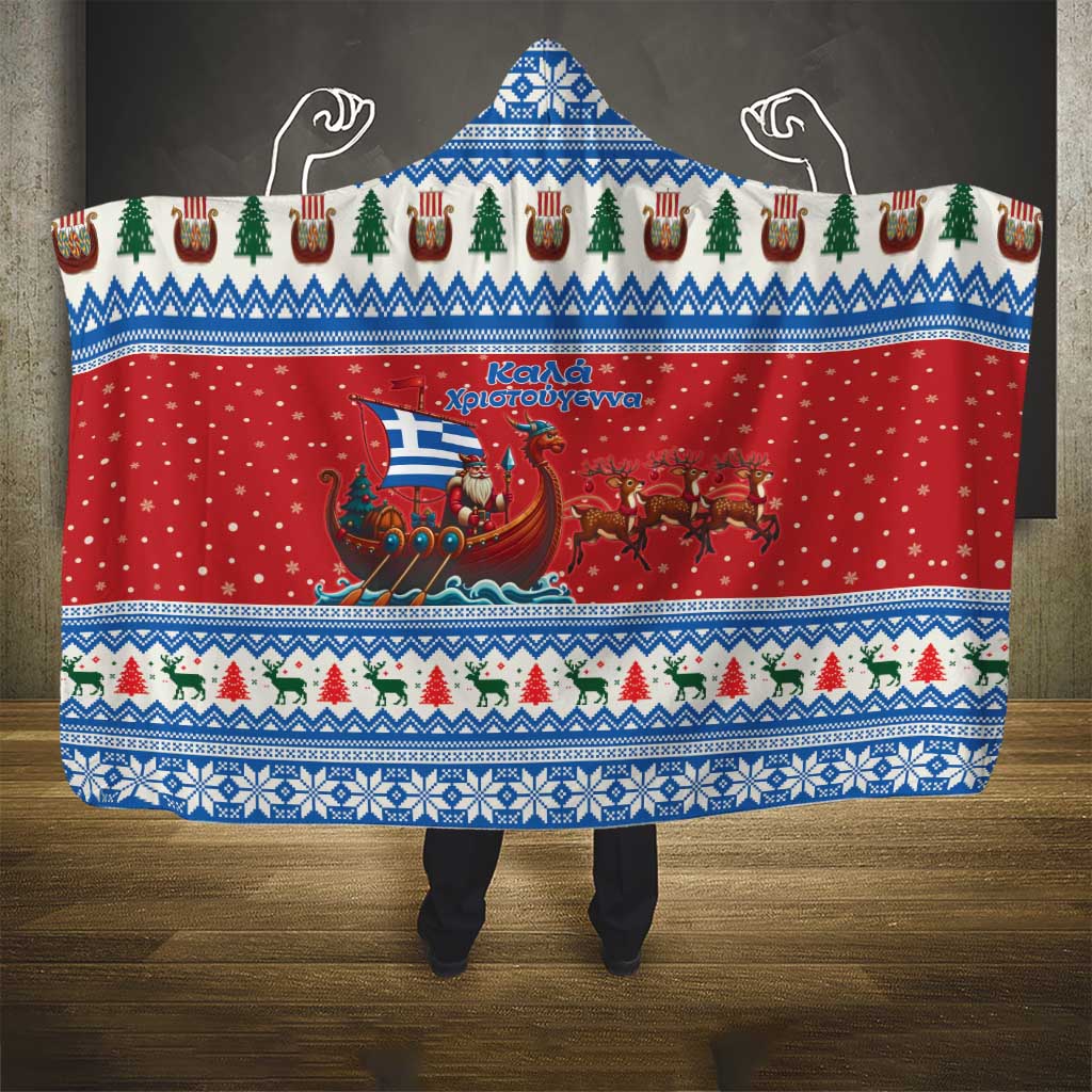 Greece Viking Santa Christmas Hooded Blanket Funny Reindeer Norse Xmas - Wonder Print Shop