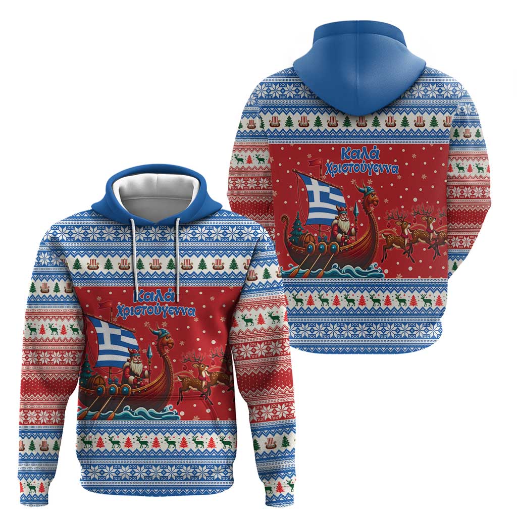 Greece Viking Santa Christmas Hoodie Funny Reindeer Norse Xmas - Wonder Print Shop