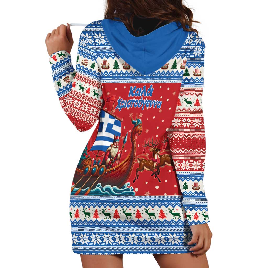 Greece Viking Santa Christmas Hoodie Dress Funny Reindeer Norse Xmas - Wonder Print Shop