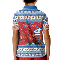 Greece Viking Santa Christmas Kid Polo Shirt Funny Reindeer Norse Xmas - Wonder Print Shop
